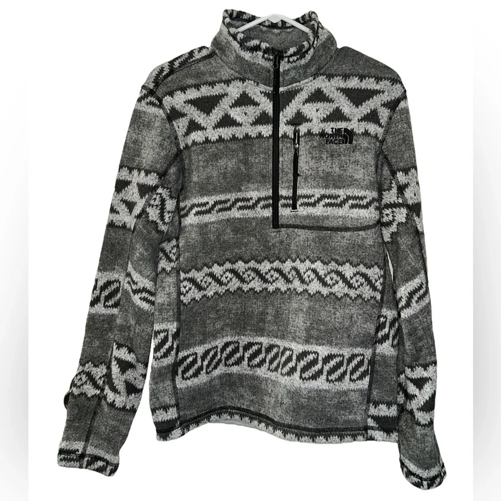 The North Face Gordon Lyons 1/4 Zip Gray Aztec Pullover Men’s Size Small Outdoor